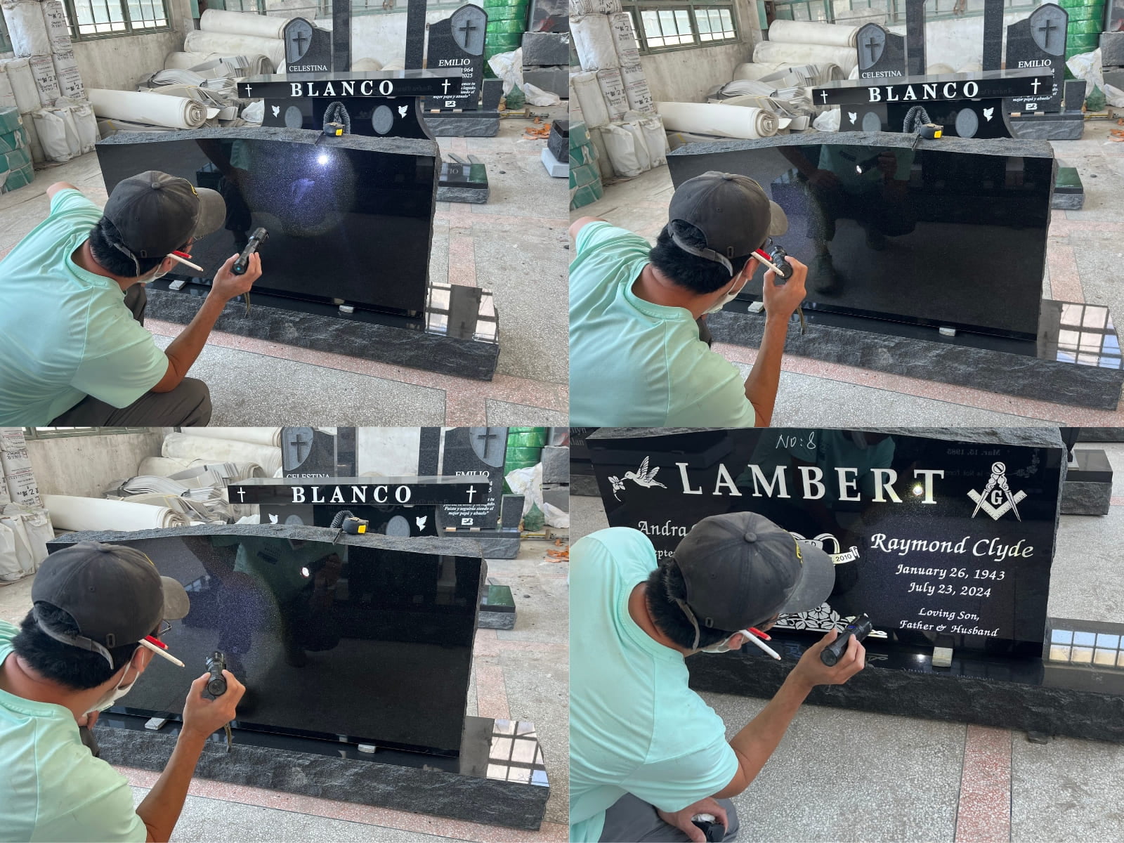 Quality Control Engineer Checking The Gloss Effect Of Stone