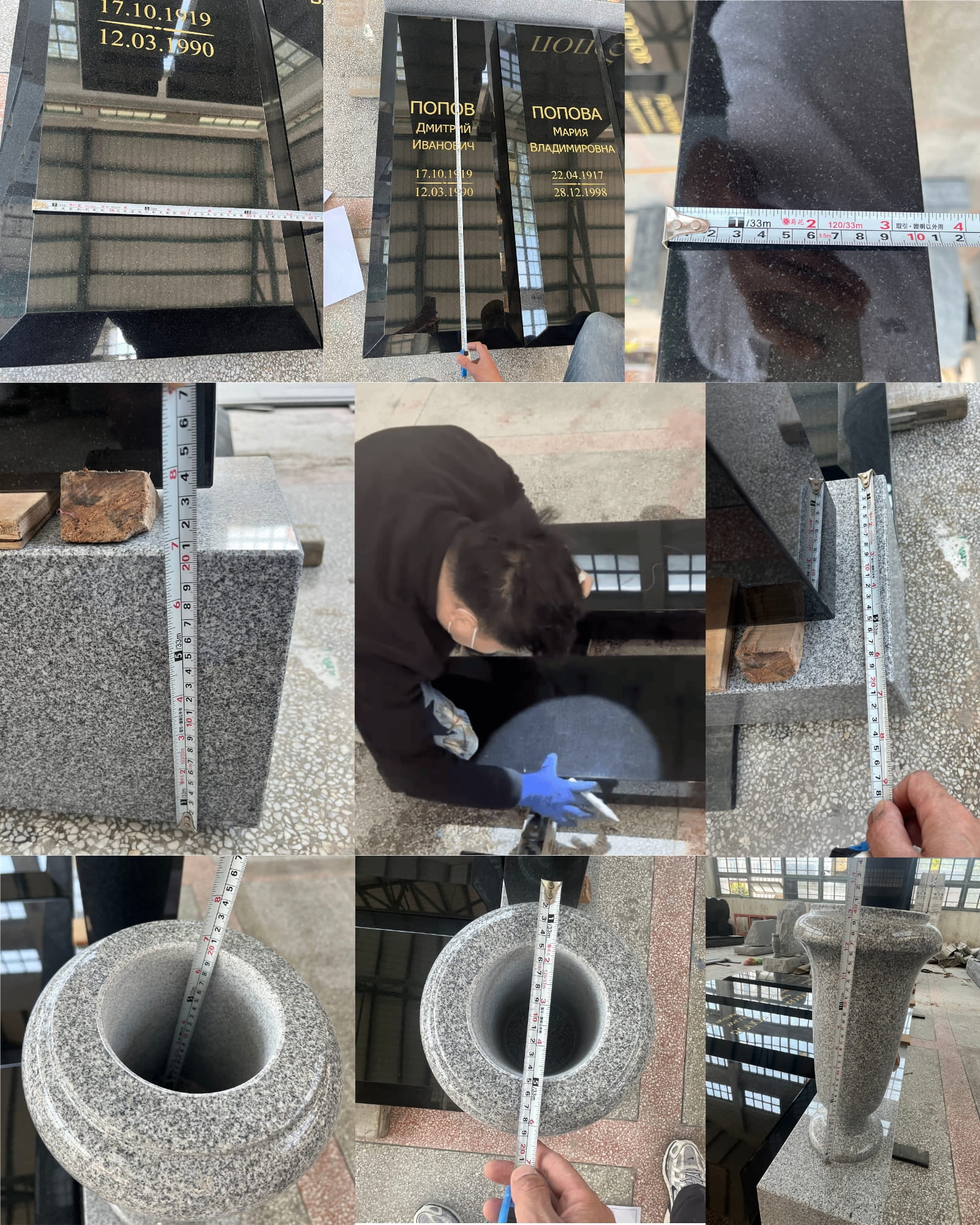 QC engineer measuring monument joints down to the millimeter